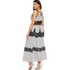 Plunging Neckline Polka Dot Lace Insert Maxi Dress