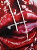 Halloween Style Blood Lip Tongue Print Hoodie