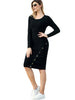 Button Embellished Bodycon Sweater Dress