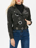 Oblique Zipper Ring Faux Leather Jacket