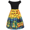 Abstract Print Knee Length Flare Dress