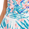 Sleeveless Plant and Stripe Print Handkerchief Dress