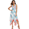 Sleeveless Plant and Stripe Print Handkerchief Dress