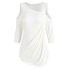 Cut Out Shoulder Three Quarter Sleeve T-shirt