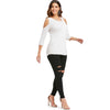 Cut Out Shoulder Three Quarter Sleeve T-shirt