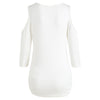 Cut Out Shoulder Three Quarter Sleeve T-shirt
