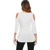 Cut Out Shoulder Three Quarter Sleeve T-shirt