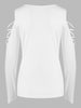 Criss Cross Sleeve Lace Crochet T-shirt
