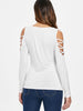 Criss Cross Sleeve Lace Crochet T-shirt