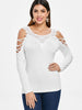 Criss Cross Sleeve Lace Crochet T-shirt