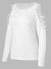 Criss Cross Sleeve Lace Crochet T-shirt