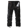 8138 Casual Multiple Pockets  Ankle Strap Long Pants Straight Cotton for Men