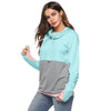 Funnel Collar Long Sleeve Color Blocking Women Hoodie