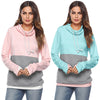 Funnel Collar Long Sleeve Color Blocking Women Hoodie