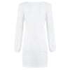 Boat Neck Long Lantern Sleeve Tied Strap Solid Color Women Bodycon Dress