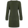 Boat Neck Long Lantern Sleeve Tied Strap Solid Color Women Bodycon Dress