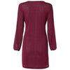 Boat Neck Long Lantern Sleeve Tied Strap Solid Color Women Bodycon Dress