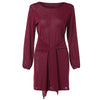 Boat Neck Long Lantern Sleeve Tied Strap Solid Color Women Bodycon Dress