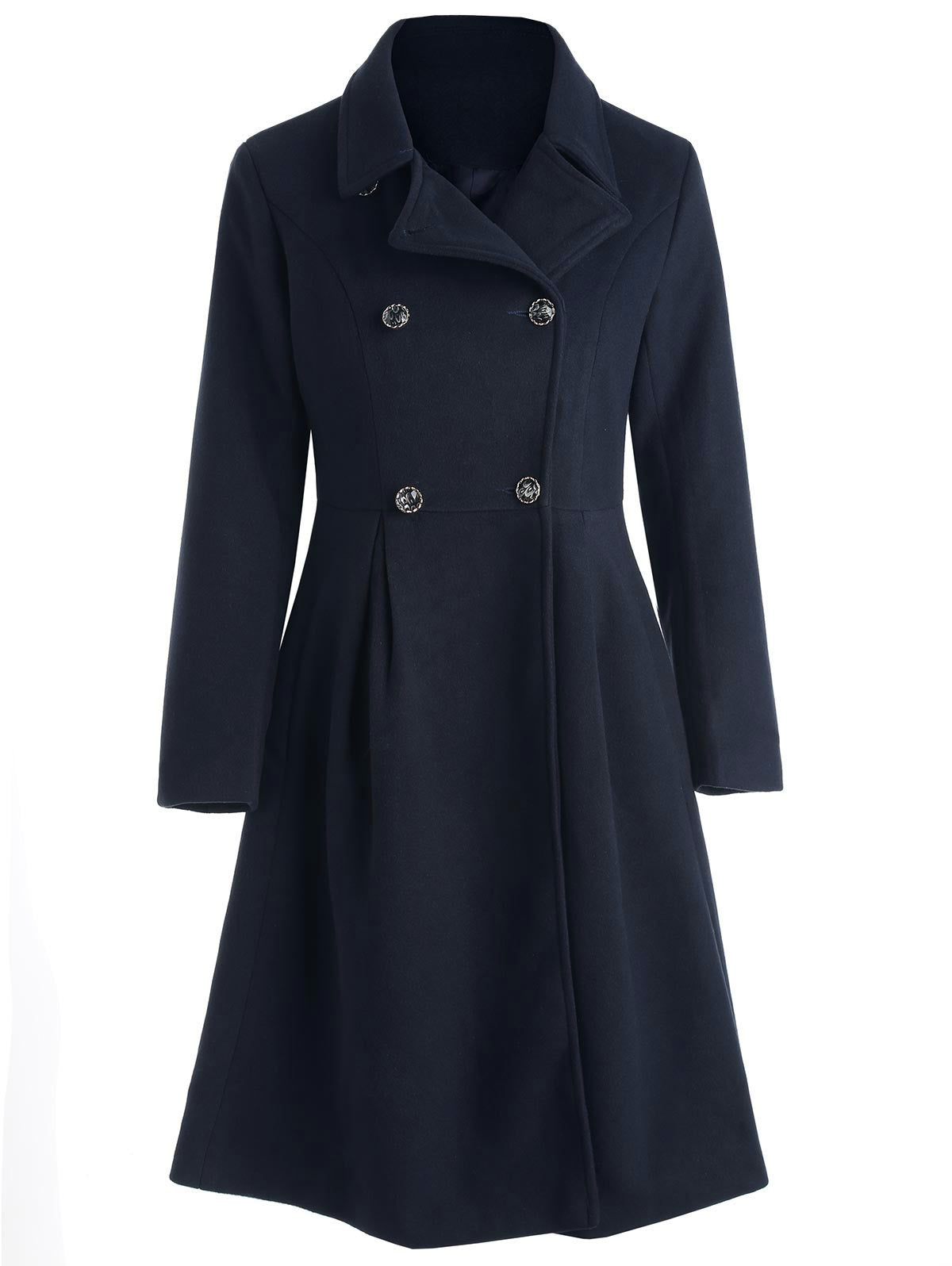 Double Breasted High Waisted Woolen Coat