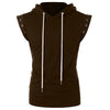 Drawstring Lace Up Solid Color Sleeveless Hoodie