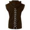 Drawstring Lace Up Solid Color Sleeveless Hoodie