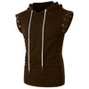 Drawstring Lace Up Solid Color Sleeveless Hoodie