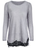 Lace Hem Long Sleeve T-Shirt