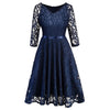 V Neck Lace Knee Length Dress