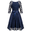 V Neck Lace Knee Length Dress