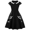 Round Collar Short Sleeve Keyhole Halloween Bat Plus Size Women Dress