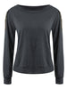 Alluring Women's Long Sleeve Jewel Neck Solid Color T-Shirt