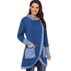 Cowl Neck Striped Panel Slit Women Sweatshirt