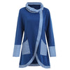 Cowl Neck Striped Panel Slit Women Sweatshirt