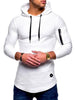 Zip Embellished Solid Color Hoodie