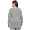 V Neck Lacing Up Long Sleeve Slit Solid Color Plus Size Women T-shirt