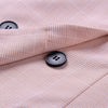 Notch Lapel Long Sleeve Plaid Print Button Women Short Suit