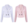 Notch Lapel Long Sleeve Plaid Print Button Women Short Suit