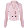 Notch Lapel Long Sleeve Plaid Print Button Women Short Suit