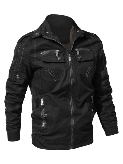 Zipper Pocket Turndown Collar Jacket