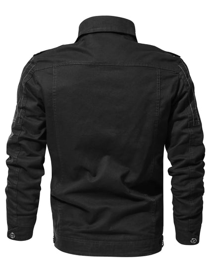 Zipper Pocket Turndown Collar Jacket