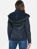 Stylish Hooded Long Sleeve Zip Up Spliced Women's Coat