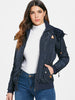 Stylish Hooded Long Sleeve Zip Up Spliced Women's Coat