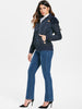 Stylish Hooded Long Sleeve Zip Up Spliced Women's Coat