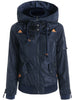 Stylish Hooded Long Sleeve Zip Up Spliced Women's Coat