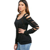 Shredded Sleeve Scoop Neck Sweatshirt