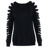 Shredded Sleeve Scoop Neck Sweatshirt