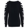 Shredded Sleeve Scoop Neck Sweatshirt