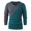 Casual Color Blocking V Neck T-shirt