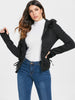 Faux Fur Insert Hooded Pendant Lace-Up Zippered Hoodie