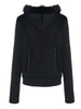 Faux Fur Insert Hooded Pendant Lace-Up Zippered Hoodie